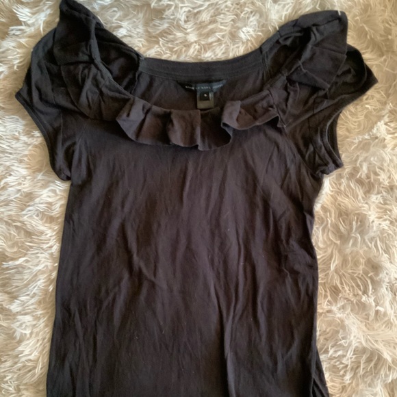 Black Marc Jacobs ruffled tee Sz S - Picture 1 of 4